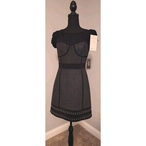 CHIC Shelli Segal Black and Gray Sleeveless Bodycon Dress, Sz 4, New, GORGEOUS!